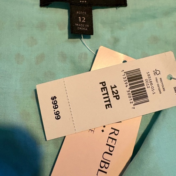 Banana Republic Light Blue Eyelet Sleeveless Midi Dress Size 12P - Picture 2 of 6